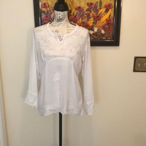 boho top white embroidered sequin Italian Design